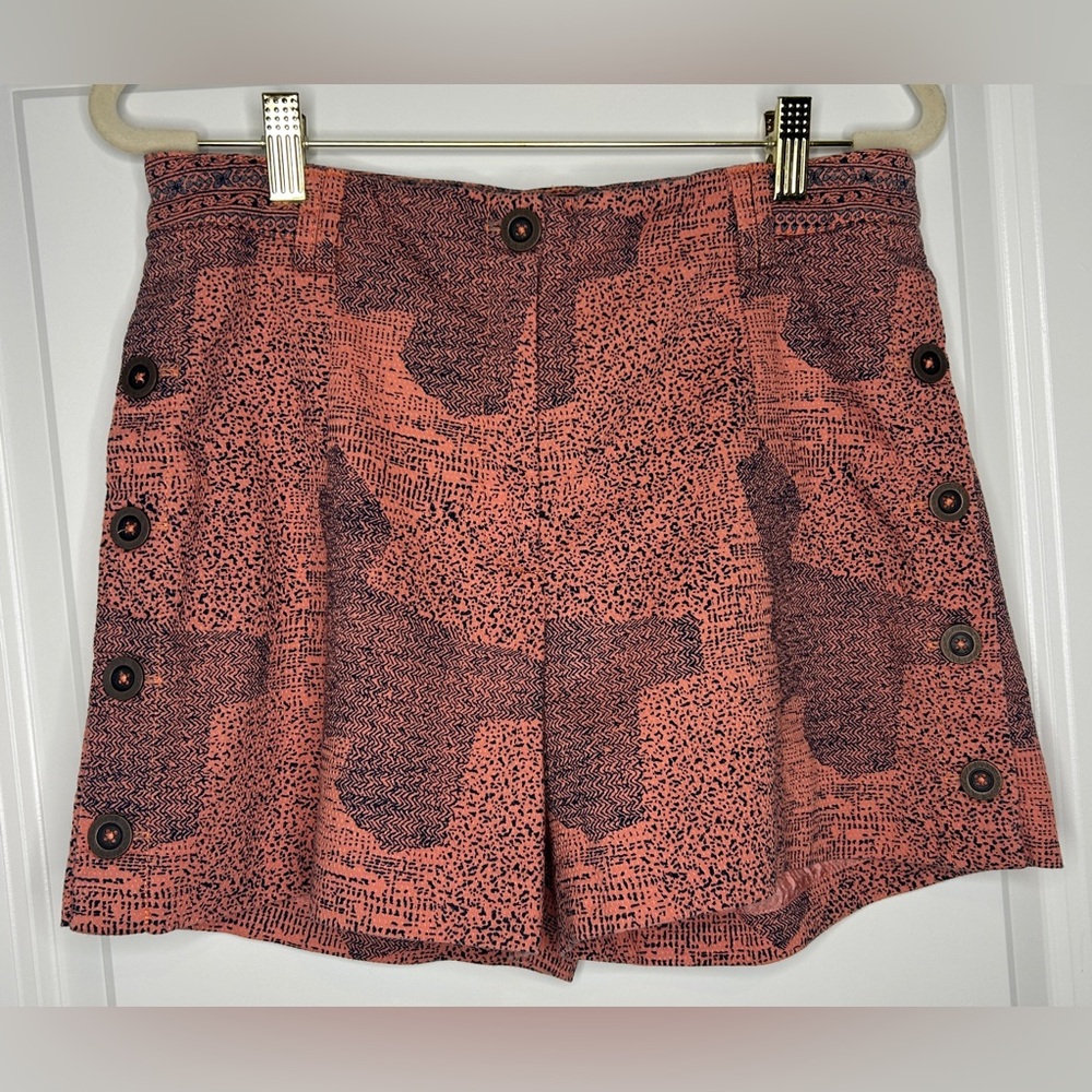 Cartonnier Coral and Black Patterned Women’s Cotton Shorts